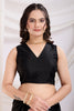 Fascinating Black Heavy Border Work Chinon Reception Wear Saree