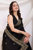 Fascinating Black Heavy Border Work Chinon Reception Wear Saree