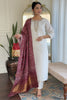 Pretty Off-White Silk Traditional Pant Suit With Printed Dupatta