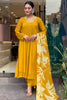 Beautiful Mustard Yellow Chinon Pant Suit With Printed Dupatta