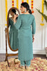 Attractive Teal Green Embroidered Viscose Event Wear Pant Suit