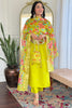 Lovable Lemon Green Viscose Pant Suit With Printed Dupatta