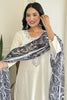 Marvelous White Thread Embroidered Viscose Traditional Pant Suit