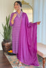 Dazzling Purple Printed Traditional Pant Suit With Chinon Dupatta