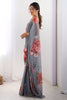 Glamorous Grey Floral Print Georgette Event Wear Saree With Blouse