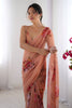 Tantalizing Peach Floral Print Georgette Office Wear Saree With Blouse