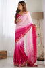 Fabulous Pink Floral Embroidery Georgette Festival Wear Saree
