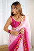 Fabulous Pink Floral Embroidery Georgette Festival Wear Saree