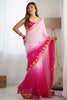 Fabulous Pink Floral Embroidery Georgette Festival Wear Saree