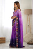 Incredible Purple Floral Embroidery Georgette Event Wear Saree