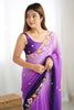Incredible Purple Floral Embroidery Georgette Event Wear Saree