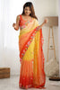 Surprising Yellow Floral Embroidery Georgette Haldi Wear Saree