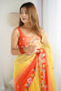 Surprising Yellow Floral Embroidery Georgette Haldi Wear Saree