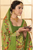Alluring Light Green Ikkat Printed Cotton Silk Festival Wear Saree
