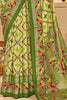 Alluring Light Green Ikkat Printed Cotton Silk Festival Wear Saree