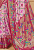 Tantalizing Baby Pink Ikkat Printed Cotton Silk Casual Wear Saree