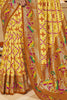 Wonderful Yellow Ikkat Printed Silk Haldi Wear Saree With Blouse