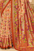 Fabulous Orange Color Ikkat Printed Silk Traditional Saree With Blouse