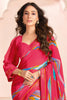 Awesome Pink Digital Printed Georgette Casual Wear Saree With Blouse
