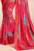 Awesome Pink Digital Printed Georgette Casual Wear Saree With Blouse