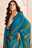 Fantastic Blue Digital Printed Georgette Festival Wear Saree With Blouse