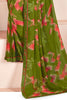 Amazing Green Digital Printed Georgette Traditional Saree With Blouse