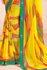 Fantastical Yellow Digital Printed Georgette Haldi Saree With Blouse