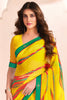 Fantastical Yellow Digital Printed Georgette Haldi Saree With Blouse