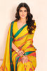 Fantastical Yellow Digital Printed Georgette Haldi Saree With Blouse