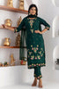 Winsome Green Floral Embroidery Viscose Silk Festival Wear Pant Suit