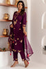 Fabulous Purple Floral Embroidery Viscose Silk Event Wear Pant Suit