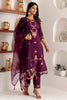 Fabulous Purple Floral Embroidery Viscose Silk Event Wear Pant Suit