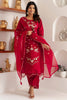 Incredible Red Floral Embroidery Viscose Silk Festival Wear Pant Suit