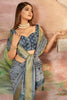 Marvelous Slate Grey Printed Dola Silk Office Wear Saree With Blouse