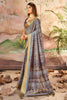Stunning Brown Printed Dola Silk Traditional Saree With Blouse