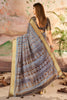 Stunning Brown Printed Dola Silk Traditional Saree With Blouse