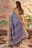 Fabulous Purple Printed Dola Silk Event Wear Saree With Blouse