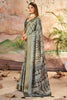 Incredible Grey Printed Dola Silk Casual Wear Saree With Blouse