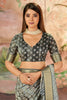 Incredible Grey Printed Dola Silk Casual Wear Saree With Blouse