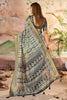 Incredible Grey Printed Dola Silk Casual Wear Saree With Blouse
