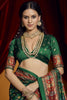 Awesome Dark Green Paisley Printed Tussar Silk Mehendi Wear Saree
