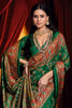 Awesome Dark Green Paisley Printed Tussar Silk Mehendi Wear Saree