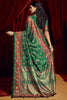 Awesome Dark Green Paisley Printed Tussar Silk Mehendi Wear Saree