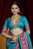 Ravishing Sky-Blue Paisley Printed Tussar Silk Festival Wear Saree