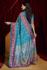 Ravishing Sky-Blue Paisley Printed Tussar Silk Festival Wear Saree
