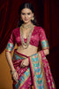 Attractive Rani Pink Paisley Printed Tussar Silk Traditional Saree