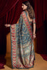 Lovely Dark Grey Paisley Printed Tussar Silk Event Wear Saree
