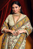 Gorgeous Off-White Paisley Printed Tussar Silk Festival Wear Saree