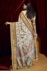 Gorgeous Off-White Paisley Printed Tussar Silk Festival Wear Saree