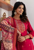Fantastic Cherry Red Zari Weaving Jacquard Silk Event Wear Pant Suit